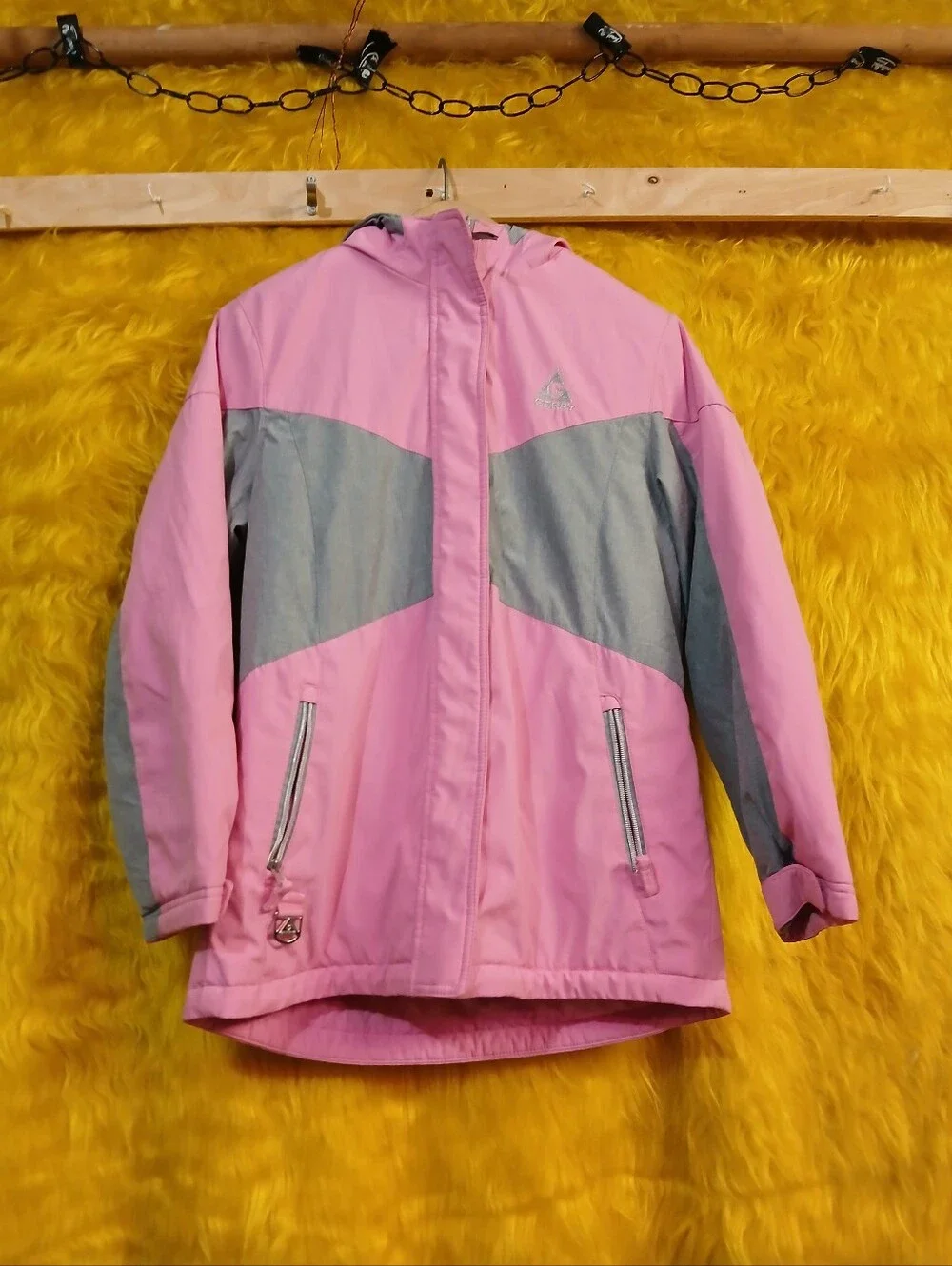 Gerry Girls L 14/16 Pink Gray Hooded Insulated Winter Jacket Coat Full Zip